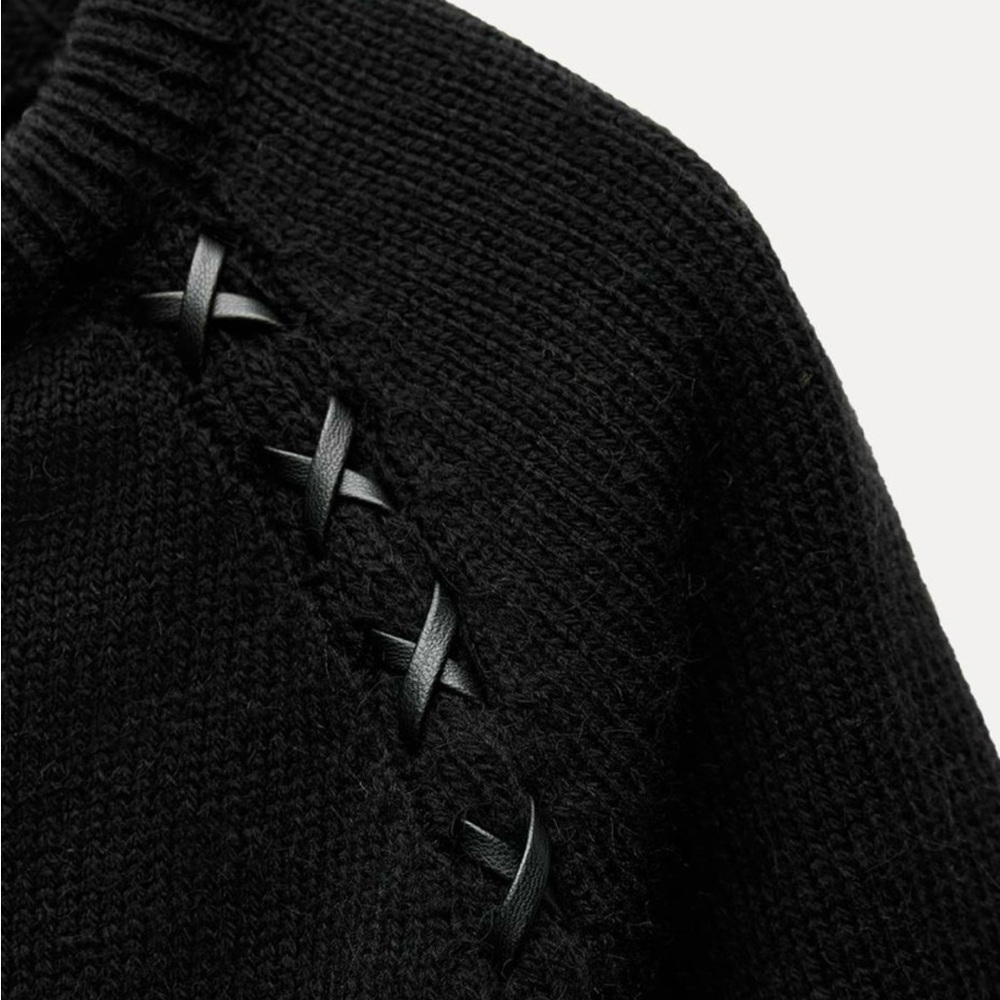 NWT - Elegant Zara Sweater Dress - Leather Straps - Picture 3 of 6